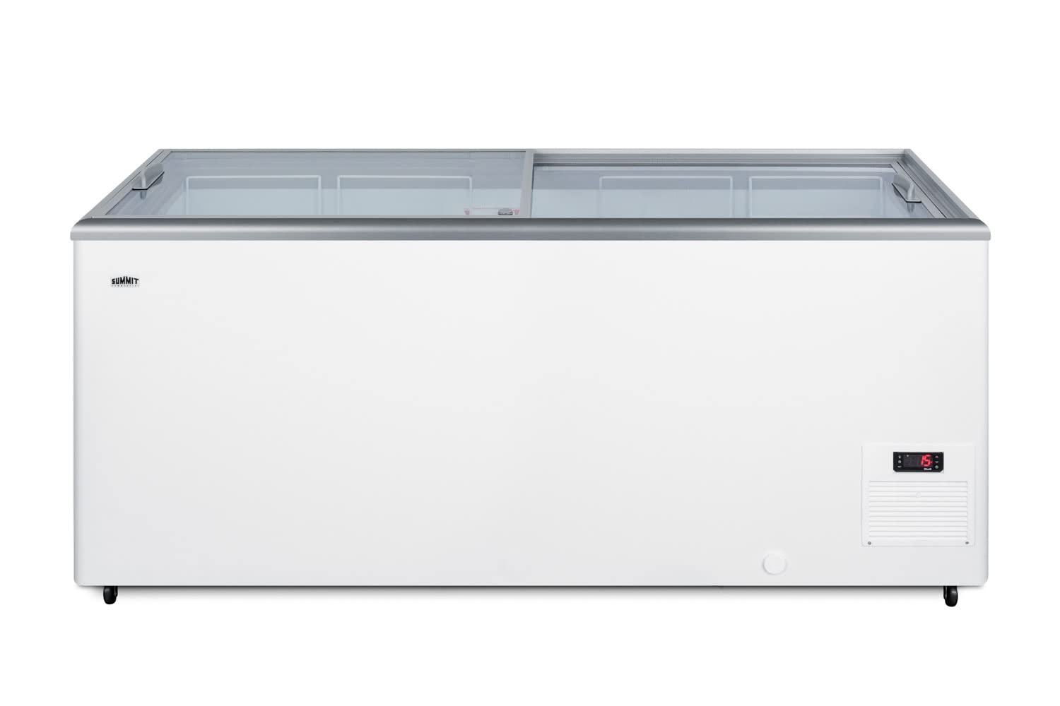 Summit Nova53 61"" Ice Cream Freezer With Hammered Aluminum Interior 16.6 Cu. Ft. Capacity Sliding Glass Lid And Defrost Drain In White on Fridge.com - View 3