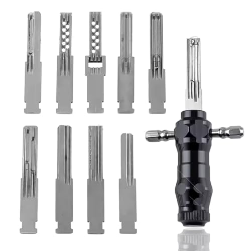 Tubular Lock Pick Set, 9-in-1 Precision Unlocking Tool Multipurpose Protable Tubular Lock Pick Tool Kit Fits Most TubularLocks for Locksmiths (1set)