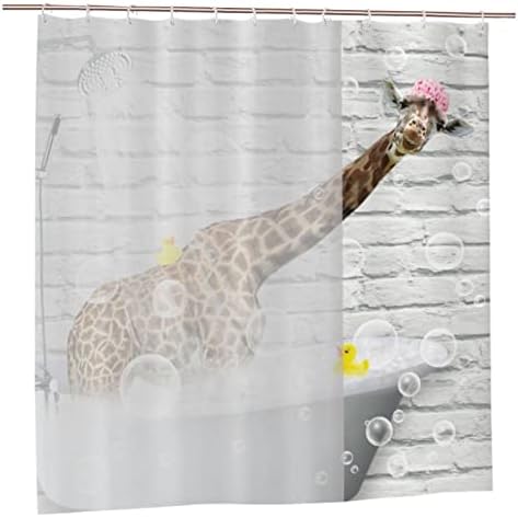 SAYIRULD Funny Giraffe Shower Curtain Animal Waterproof Shower Curtain with Plastic Hooks 72x72 Inch