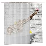 SAYIRULD Funny Giraffe Shower Curtain Animal Waterproof Shower Curtain with Plastic Hooks 72x72 Inch