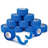 ANAMPION Bandage Autoadhésif 12Rouleaux, 2.5cmx4.5m Bande Cohesive pour Les Humains Et Les Animaux, Bande Strapping Adhésif pour Gonflement Des Chevilles, Sports (Bleu)