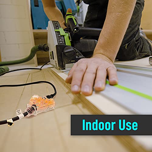 Firmerst Outdoor Extension Cord With 3 Outlets 1 Foot 14 Gauge, Lighted End #TOP6