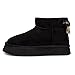 Juicy Couture Girls Slip On Winter Boots Warm Microsuede Insulated Fashion Ankle Booties Outdoor Snow Boot-Olden-Black-Size 1