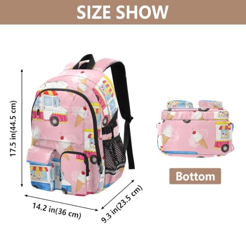 Mochila para laptop escolar grande de 44.5 cm con diseño ergonómico de camión de helado 3