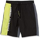 A|X ARMANI EXCHANGE Men's Standard Colorblock Boardshort Swim Trunk, Lemon/Nero/Turbolenc-Lemon/Blac