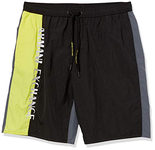 A|X Armani Exchange Men's Standard Colorblock Boardshort Swim Trunk, Lemon/Nero/Turbolenc-Lemon/Black/Turbolen, Xxl #TOP19