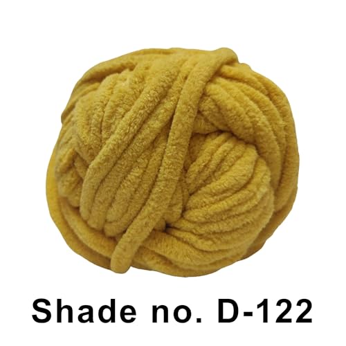 Image of VCR Yellow Mastard, 100 Grams Hank, 60 Meters Length, Premium Polyester Ball for Crochet and Knitting, Pack of 1 Yarn, Soft and Bulky Fur Suitable for DIY
