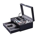 FINEFEY Watch Box,Sunglasses Organizer with Jewelry Box for Men Women