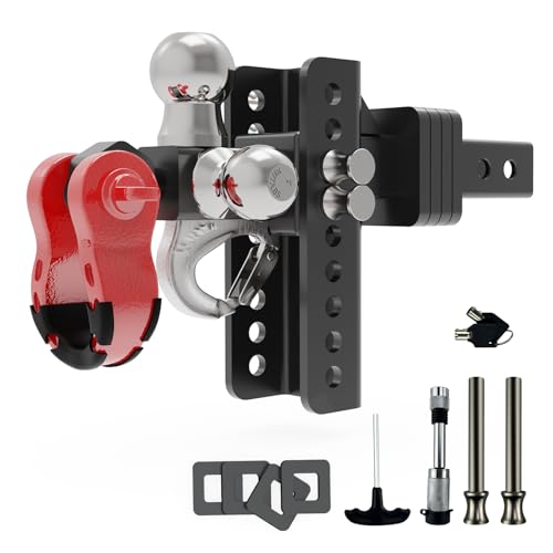 Jyoelron Adjustable Trailer Hitch, Tri-Ball (1-7/8