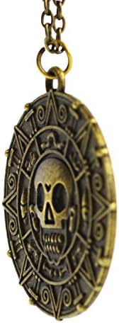 Pirates of the Caribbean Aztec Coin Medallion Skull Charm Necklace