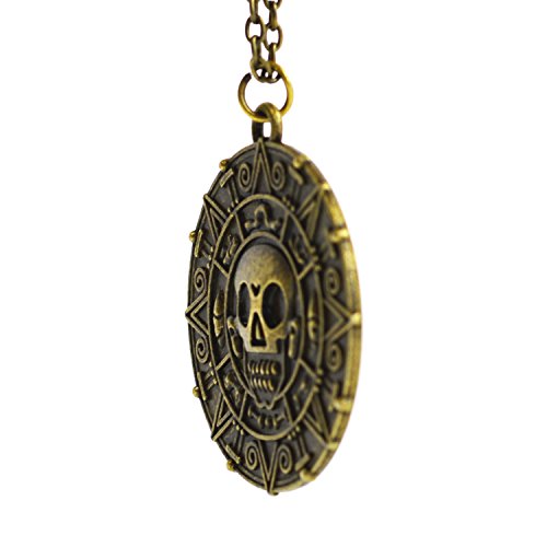 Skull Charm Necklace Pirates of the Caribbean Aztec Coin Locket