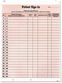 Tabbies Patient Sign-in Label Forms, 8 1/2 x 11 5/8, 125 Sheets TAB14530