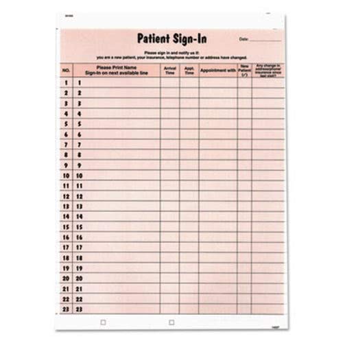 Tabbies Patient Sign-in Label Forms, 8 1/2 x 11 5/8, 125 Sheets (TAB14530)