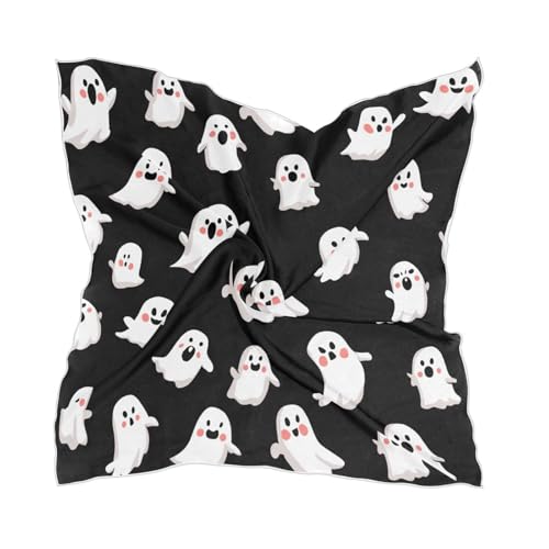 MUCEXQ Halloween Ghost Women's Fashion Silk Scarf,Square Satin Headscarf Novelty Neck Scarf Hair Wraps