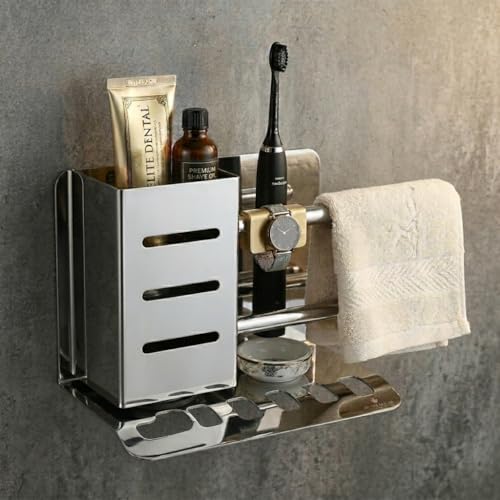 Image of SS Tooth Brush Holder /Multipurpose Stand /Tumbler for Bathroom Accessories /Stainless Steel Toothbrush Holder