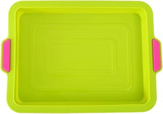 AUklOPVZZ Bandeja de Silicona para Hornear Rectangular Colorido Punto Pan Tostada Pan Molde Antiadherente Pastel Galleta Hornear Horno microondas Hojas, Verde