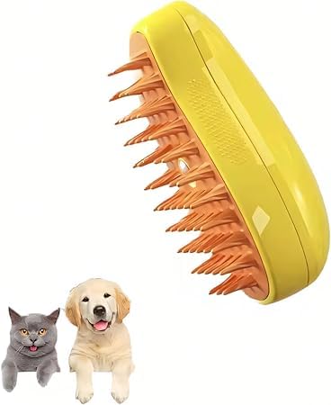 Escova Pet Para Cães e Gatos A Vapor 3 Em 1 - Autolimpante, Massageia e Remove os Pelos, Escova de L