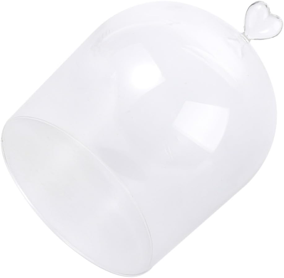 jojofuny Glass Heart-shaped Food Display Cover Dome, Glass Hood with Dustproof Function for Cake, Dessert, and Micro Landscape Protection in Home Kitchen Use