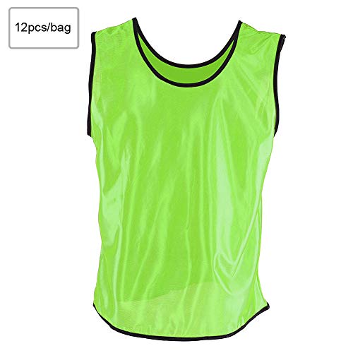 Football Vest, 12 Packs Breathable Kids Jerseys Bibs Scrimmage Vests Team Practice Vests Soccer Pinnies for Youth Basketball Soccer Volleyball(40 * 30 * 10cmGreen) - Image 3