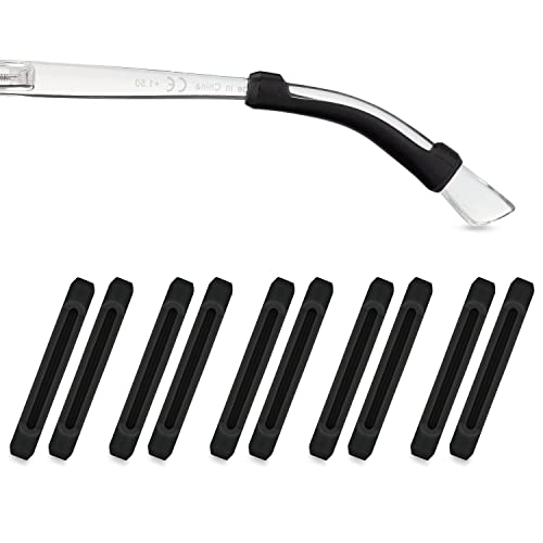 Pilotfish Basics Silicone Temple Tips Glasses Holder, Sunglasses Eyewear Retainer Reading Glasses Ear Grip, and Accessories, Premium Anti-Slip Eyeglass Holder 5 pairs (Black, 5 Pairs)