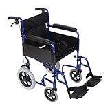 AMW004 Angel Mobility Lightweight Aluminum Folding Transit Travel Wheelchair Net Carry Weight Only 11kg (Blue)