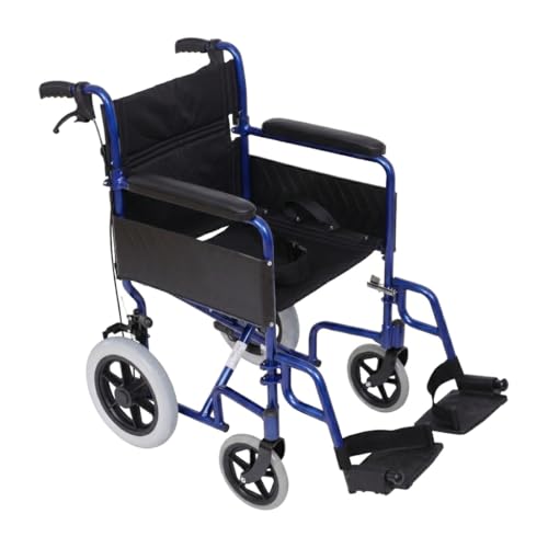 AMW004 Angel Mobility Lightweight Aluminum Folding Transit Travel Wheelchair Net Carry Weight Only 11kg (Blue) option