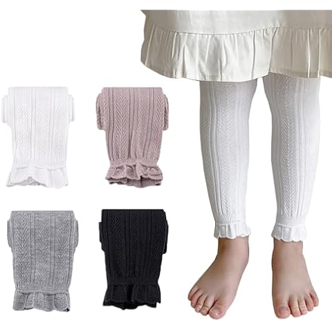 Looching 4 Pack Toddler Girl Cable Knit Tights Thick Soft Cotton Ankle Leggings Pantyhose Stocking Pants for 3-9T Kids Cover