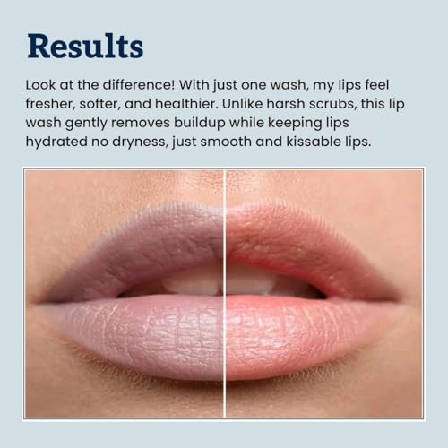 GloryMist All In One Lip Wash & Silicone Brush – Hydrating, Brightening & Exfoliating foaming Cleanser for Dry, Dark Lips – Smooth, Soft, Pink Lips, Daily skin Care Set (Pack-2)