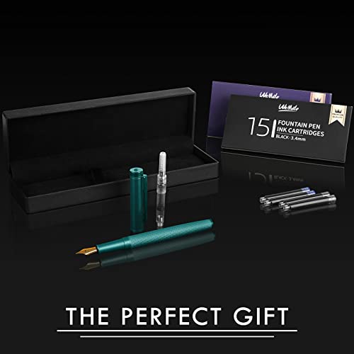 WEMATE Conjunto de canetas-tinteiro com ponta fina, recarregável, 30 cartuchos de tinta (15 pretos e