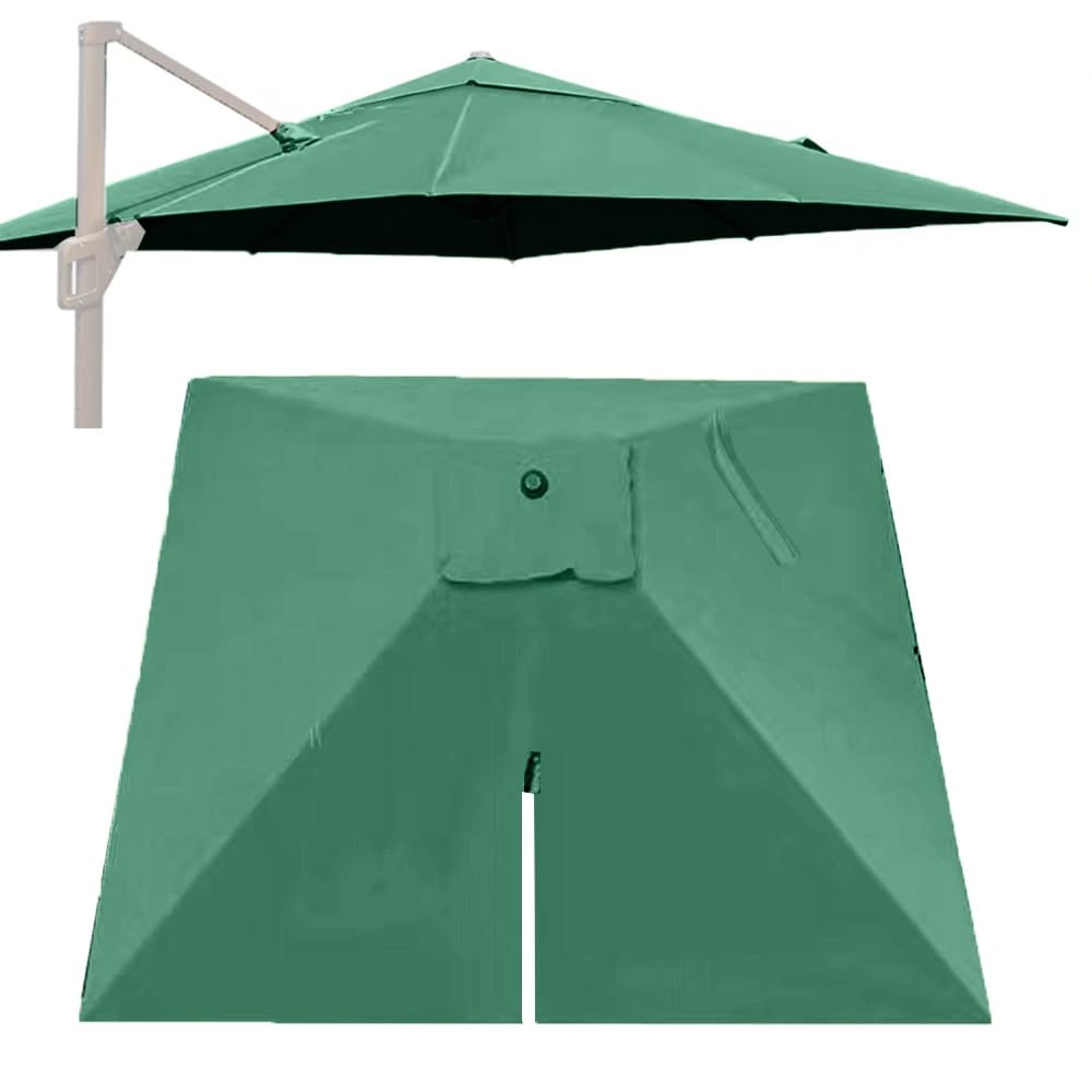 Tela de repuesto para toldo de sombrilla voladiza lona verde oscuro para parasol jardin de 3 metros 8 varillas