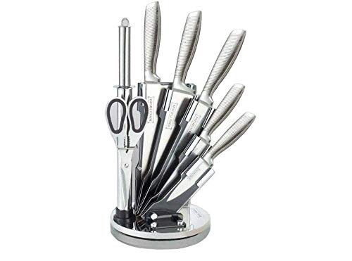 Royalty Line RL-KSS 8pcs Ensemble des Couteaux en acier inoxydable avec support rotatif+ ciseaux+aiguisoir à couteaux (KSS750)