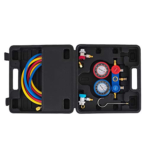SHZOND Vacuum Pump 3.5CFM 1/4HP Single Stage Air Vacuum Pump HVAC with R134A R410A Kit AC A/C Manifold Gauge Set