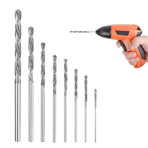 Foret Diamant, 8 Pièces Forets Hélicoïdaux à Pointe Diamantée, Fo ret Hédicoïdaux à Pointe Diamantée, For et Verre, For et à Pierre pour Banc Perceuse Moulin Suspendu0.8/1.0/1.2/1.5/1.8/2.0/2.5/3.0mm