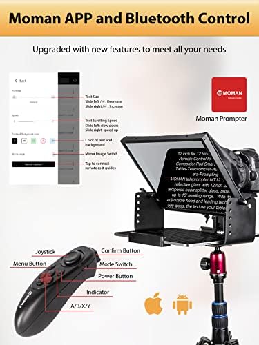 Telepromptor, Moman MT12 Teleprompter metalowy Prompter do tabletów do 12,9 cala iPad iphone kamera z pilotem APP, Telepromptor-Tablet-Prompter-DSLR-Smartphone