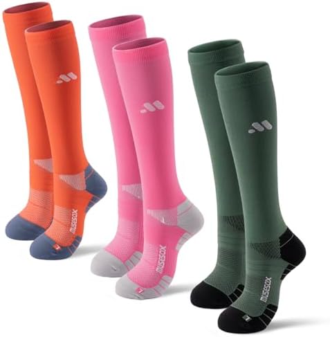 Compression Socks for Women and Men,Knee High 15-20mmHg Graduated Circulation Support(3 Pairs)for Nurses,Pregnant,Travel
