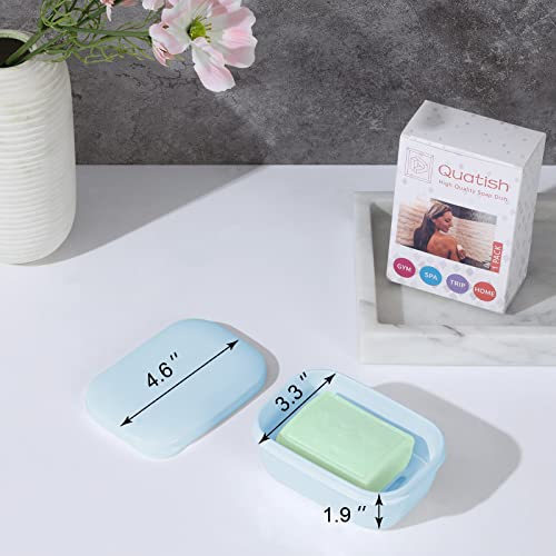 Quatish Soap Holder 1 Pack, Travel Soap Container With Lid, Portable Bar Soap Holder, Leakproof Soap Box With Perforations, Soap Dishes For Traveling, Camping, Gym (Light Blue) #TOP3