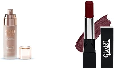 21 Velvet Touch Oil Control Silk Foundation|Waterproof, High Coverage|SPF 35 Long Lasting|Natural-50gm & Ultra Velvet Lipstick Long-lasting | Matte finish 2.5gm | Royal Maroon-21