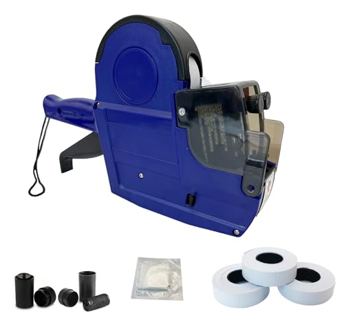 NaviLintek 2 Line 20 Digit Price Gun Labeler w/ 1800 White Labels 3 Ink Rolls Kit,Date Code Pricing Tagging Stickers Stamper Tag Machine for Retail Garage Yard Sale,Clothes Label Applicator(PRO)