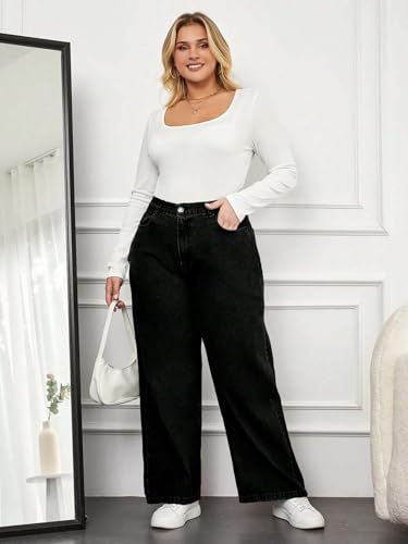 Image of KOTTY Women's Plus Size Straight Fit Denim Jeans with Comfortable Waist and Denim Fabric