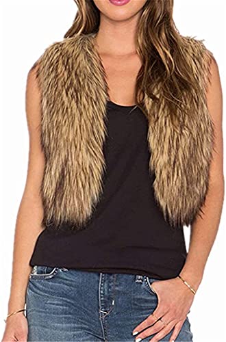 Berax Damen Kunstpelzl Ärmellose Kurz Weste Pelzweste Plüsch Elegante Winter Pelzjacke Cover