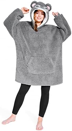 CityComfort Oversized Blanket Hoodie for Women Men and Teens, Fleece Wearable Blanket with Sleeves, Soft Warm Snuggle Blanket (Charcoal)
