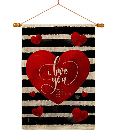 Ornament Collection Love You Day House Flag Dowel Set Springtime Valentine Happy Heart Couple Romantic February Holiday Decoration Banner Small Garden Yard Gift Double-Sided, Made in USA