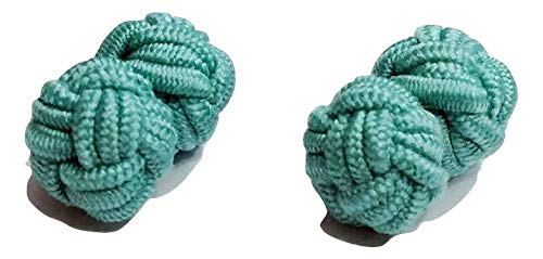 L&L® Men's Premium Plain Knitted Knot Cufflinks Wedding Casual Business Suit (Turquoise)