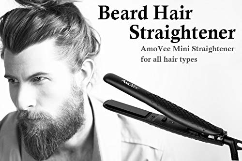 Amovee Mini Flat Iron 0.79 Inch, Small Ceramic Tourmaline Portable Hair Straightener Negative Ionic Technology For Travel, Black #TOP5