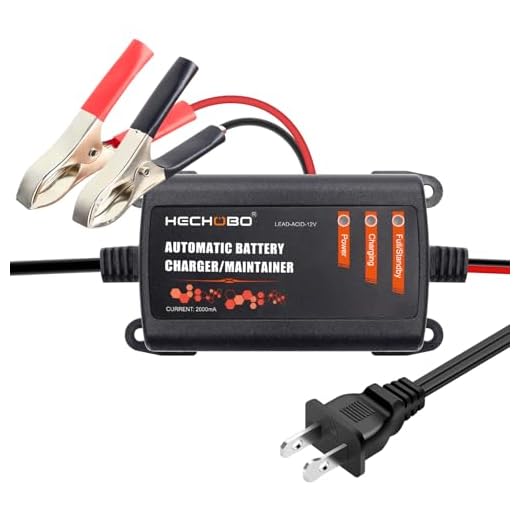 Battery Charger, 12v 2A Trickle Charger for Motorcycle, car, Boat Battery, ATVs, Riding, Mowers and More - 2000mA Battery Maintainer and Desulfator with Intelligent Interface