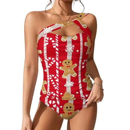 Two Piece Swimsuits for Women Girl One Shoulder Cutout Bathing Suit Tankini Tops with Bikini Bottom