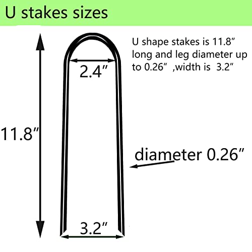 Image of Heavy Duty Trampoline Anchors High Wind U-Shaped Sharp Ends Ground Anchor Galvanized Steel 11.8inch Safety Stakes for Soccer, Tents and Garden Decorations (Black 8pcs)