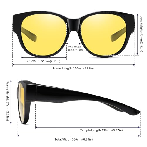 Image of GEGURI Polarized Sunglasses Fit Over Glasses for Men Women, Oversized Square Sun Glasses UV400 Protection Shades