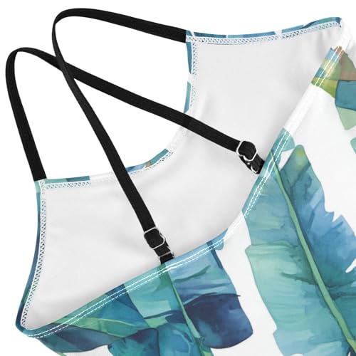 KLL Tropical Banana Leaf Girls 1-Piecing Swim Suit Beach Swimming Suits Adjustable Shoulder Strap Quick-Dry4