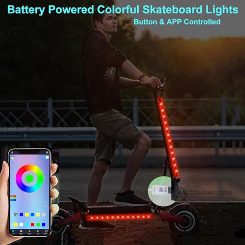 2-Pack Bike Lights for Night Riding, 47 Flashing Modes Colorful Smart Scooter Lights with Battery Box, Fun Safety & Style Electric Skateboard Lights by Martronic - Image 2